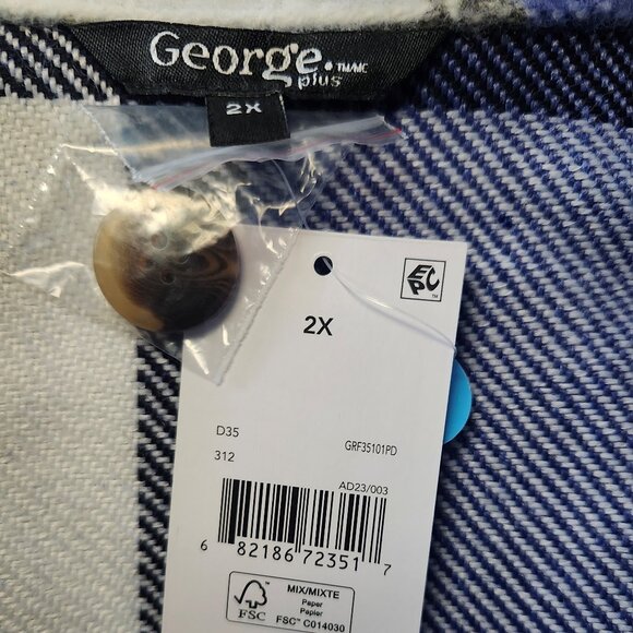 George Plus Blue Plaid Shacket (Plus Size) - Picture 12 of 12